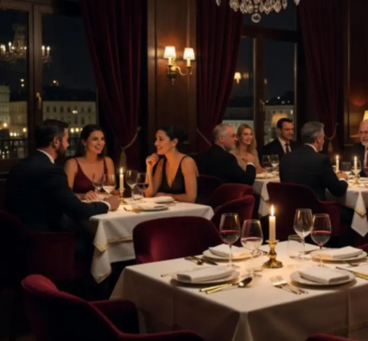 Elegáns budapesti étterem eseményekre készített hangulatos, gyertyafényes belső tere